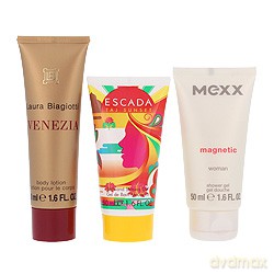 Zestaw podróżny - Laura Biagiotti Venezia Balsam do ciała 50 ml + Escada Taj Sunset Żel pod prysznic 50 ml + Mexx Magnetic Woman Żel pod prysznic 50 ml [KOSMETYKI]