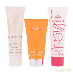 Zestaw podróżny - Valentino V Balsam do ciała 50 ml + Rochas Soleil de Rochas Żel pod prysznic 50 ml + Lacoste Joy of Pink Żel pod prysznic 50 ml [KOSMETYKI]