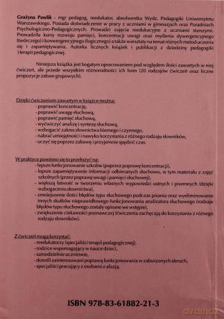 180 Ćwiczeń Poprawiających Koncentrację Uwagi Opartych Na Analizatorze Słuchowym. Ćwiczenia Dla Młodzieży I Dorosłych.