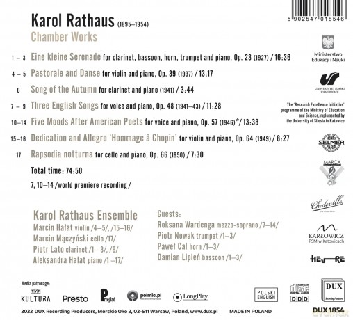 Karol Rathaus: Eine kleine Serenade op.23 fur Klarinette,Fagott,Horn,Trompete,Klavier [CD]