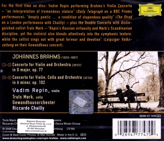 Vadim Repin: Brahms:Violin Concerto, Double Concerto [CD]