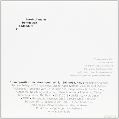 Jakob Ullmann: Fremde Zeit Addendum [CD]