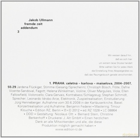 Jakob Ullmann: Fremde Zeit Addendum [CD]