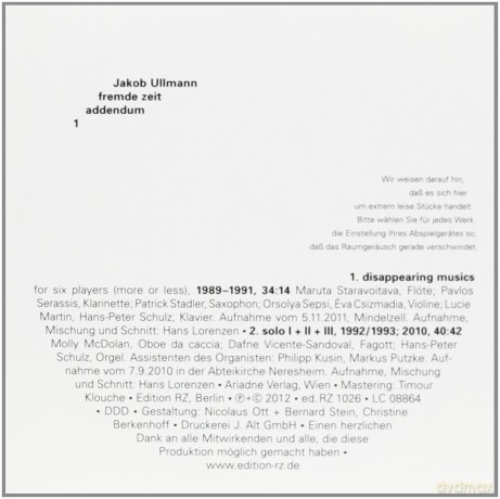 Jakob Ullmann: Fremde Zeit Addendum [CD]