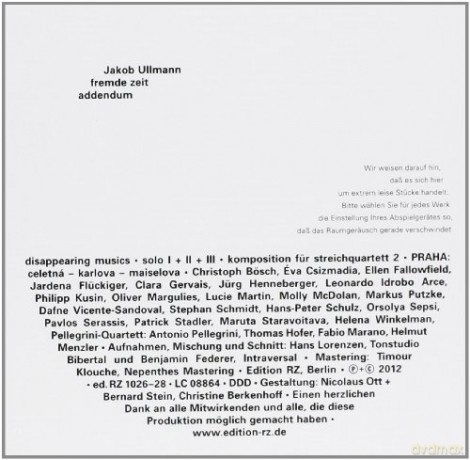 Jakob Ullmann: Fremde Zeit Addendum [CD]