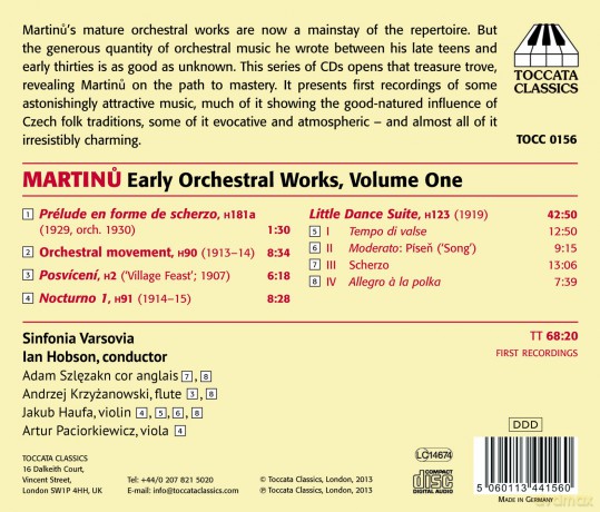 Bohuslav Martinu: Fruhe Orchesterwerke Vol.1 [CD]