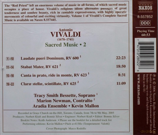 Antonio Vivaldi: Geistliche Musik Vol.2 [CD]