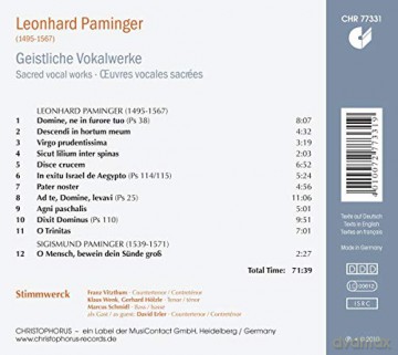 Leonhard Paminger: Geistliche Vokalwerke [CD]