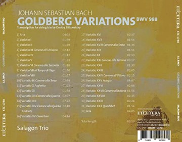 Johann Sebastian Bach: Goldberg-Variationen BWV 988 fur Streichtrio [CD]