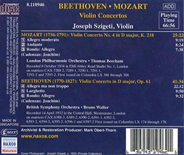 Joseph Szigeti spielt Violinkonzerte [CD]