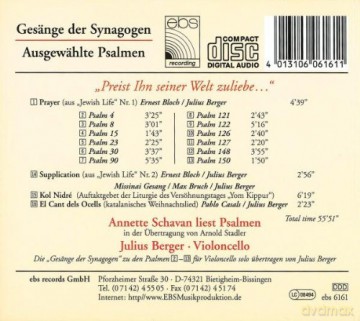 Julius Berger - Gesaenge der Synagogen Preist Ihn seiner Welt zuliebe... [CD]