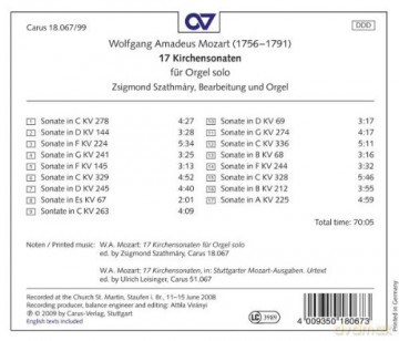 Wolfgang Amadeus Mozart: Kirchensonaten fur Orgel solo [CD]