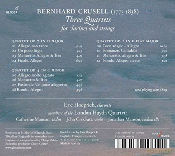 Bernhard Crusell: Klarinettenquartette Nr.1-3 (opp.2,4,7) [CD]