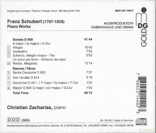 Franz Schubert: Klaviersonate D.959 [CD]