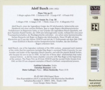 Adolf Busch: Klaviertrio op.15 [CD]