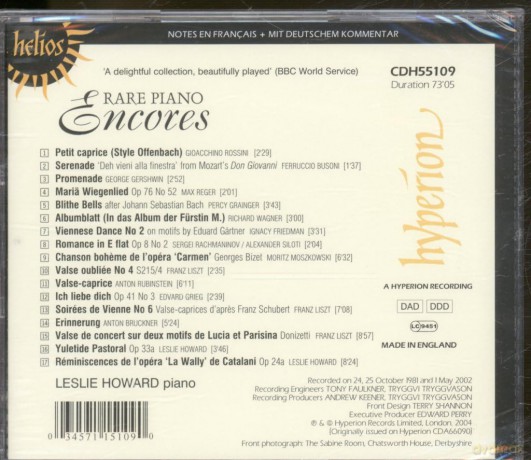 Leslie Howard - Rare Piano Encores [CD]