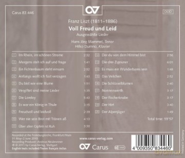 Franz Liszt: Lieder Voll Freud und Leid [CD]