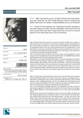 Allen Toussaint: Life, Love And Faith [Winyl]
