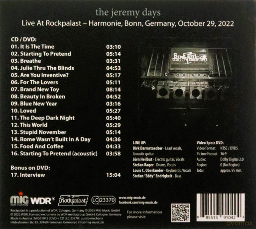The Jeremy Days: Live At Rockpalast 2022 [2CD]