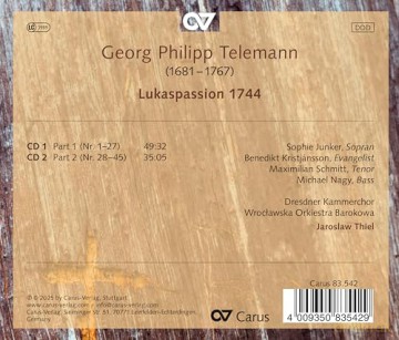 Georg Philipp Telemann: Lukas Passion TVWV 5:29 (1744) [2CD]