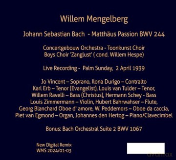 Johann Sebastian Bach: Matthaeus-Passion BWV 244 (Aufnahme am Palmsonntag 1939) [3CD]