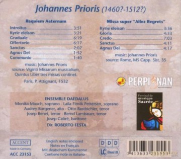 Johannes Prioris: Missa pro defunctis (Requiem) [CD]