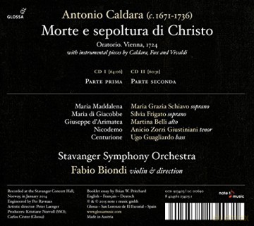 Antonio Caldara: Morte e Sepoltura di Christo (Oratorium, Wien 1724) [2CD]