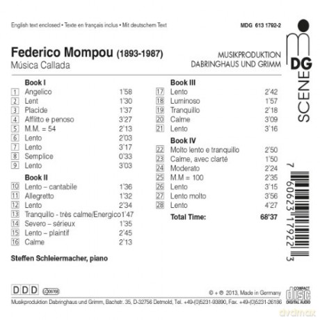 Federico Mompou: Musica Callada (Cahiers 1-4) [CD]