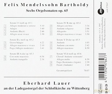 Felix Mendelssohn Bartholdy: Orgelsonaten op.65 Nr.1-6 [CD]