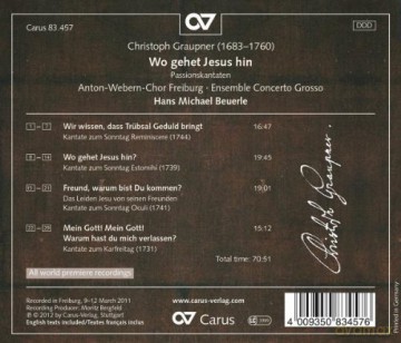 Christoph Graupner: Passions-Kantaten - Wo gehet Jesus hin [CD]