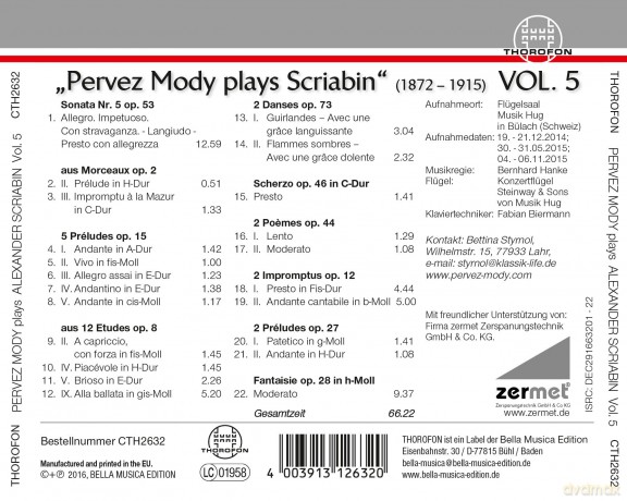Pervez Mody plays Alexander Scriabin Vol.5 [CD]