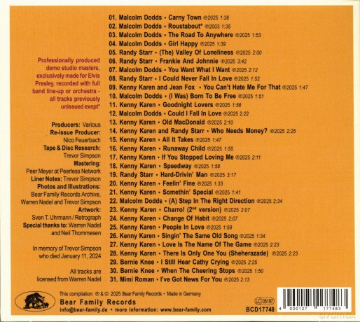 Randy Starr: Presley Style: Lost Elvis Songwriter Demos Vol. 2 [CD]