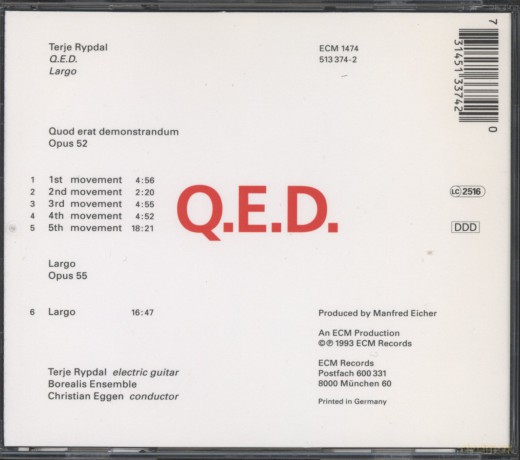 Terje Rypdal: Q.E.D. (Quod Erat Demonstrandum) [CD]