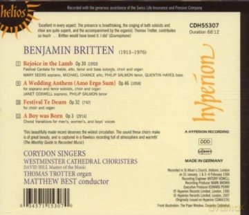 Benjamin Britten: Rejoice the Lamb - Kantate op.30 [CD]