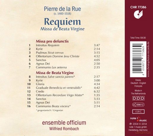 Pierre de la Rue: Requiem Missa pro defunctis [CD]