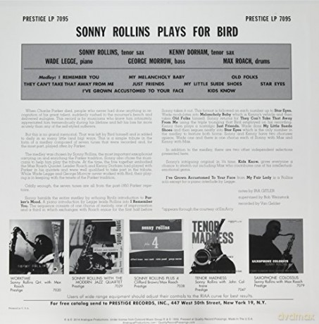 Sonny Rollins: Rollins Plays For Bird (mono) [Winyl]