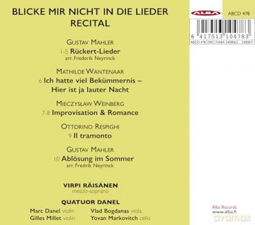 Gustav Mahler: Ruckert-Lieder (mit Streichquartett) [CD]