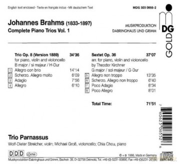 Johannes Brahms: Saemtliche Klaviertrios Vol.1 [CD]