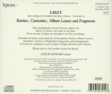 Franz Liszt: Saemtliche Klavierwerke Vol.56 [4CD]