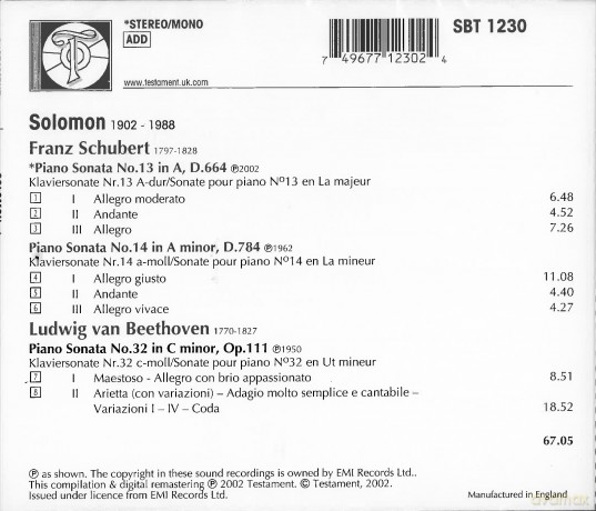 Solomon spielt Klaviersonaten [CD]