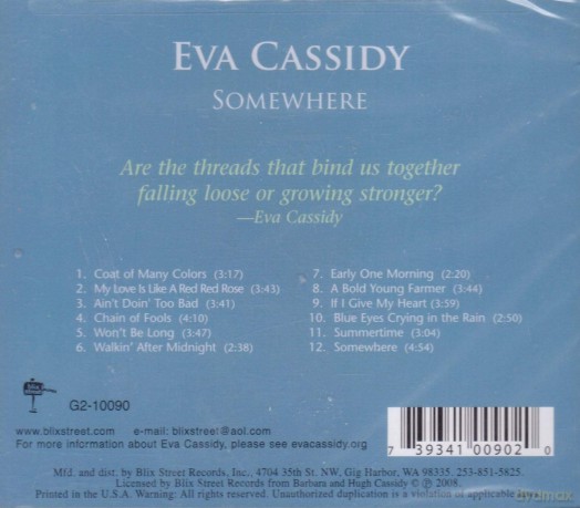 Eva Cassidy: Somewhere (US-Design) [CD]