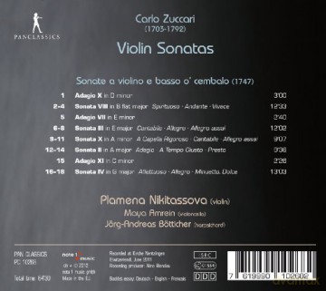 Carlo Zuccari: Sonate a Violino e Basso o Cembalo op.1 (Mailand 1747) [CD]