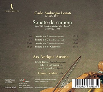 Carlo Ambrogio Lonati: Sonate da Camera Nr.1,2,3,6 (Salzburg 1701) [CD]