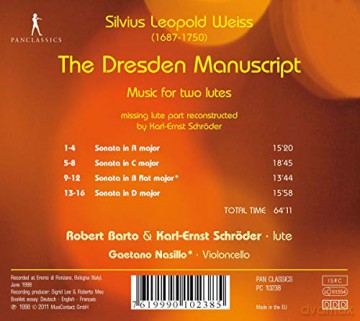 Silvius Leopold Weiss: Sonaten fur 2 Lauten The Dresden Manuscript [CD]