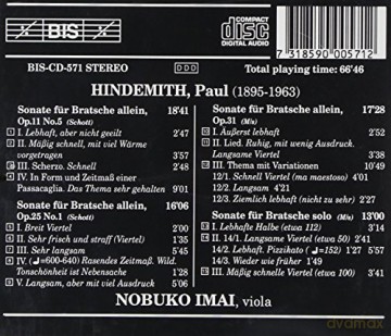 Paul Hindemith: Sonaten fur Viola solo [CD]
