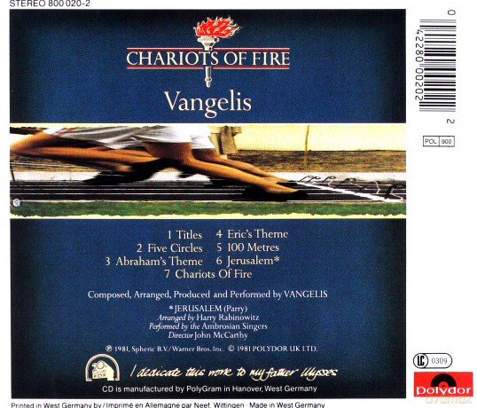Vangelis: Chariots Of Fire Soundtrack (Rydwany Ognia) [CD]