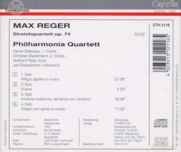 Max Reger: Streichquartett Nr.3 op.74 [CD]