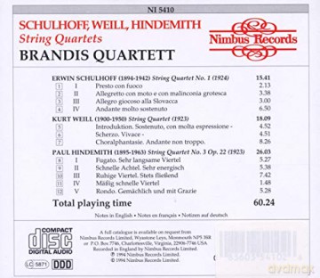 Kurt Weill: Streichquartett op.8 (1923) [CD]