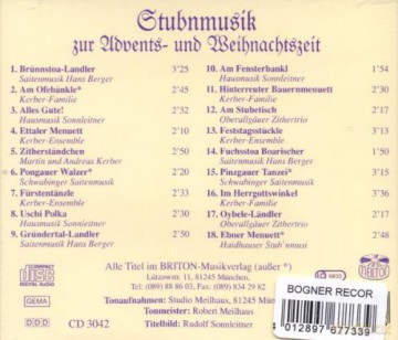 Stubnmusik zur Advents- und Weihnachtszeit [CD]