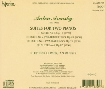Anton Arensky: Suiten Nr.1-4 f.2 Klaviere [CD]